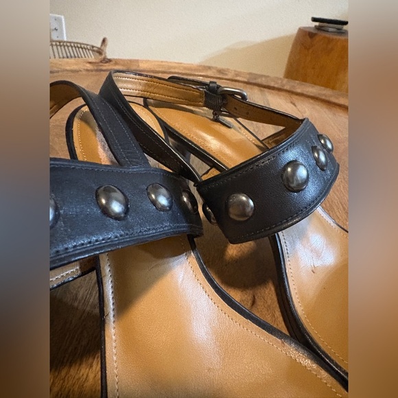 Coach Womens Studded Sandals Open Toe Kitten Heel Ankle Strap Black Size 11B - Picture 2 of 9